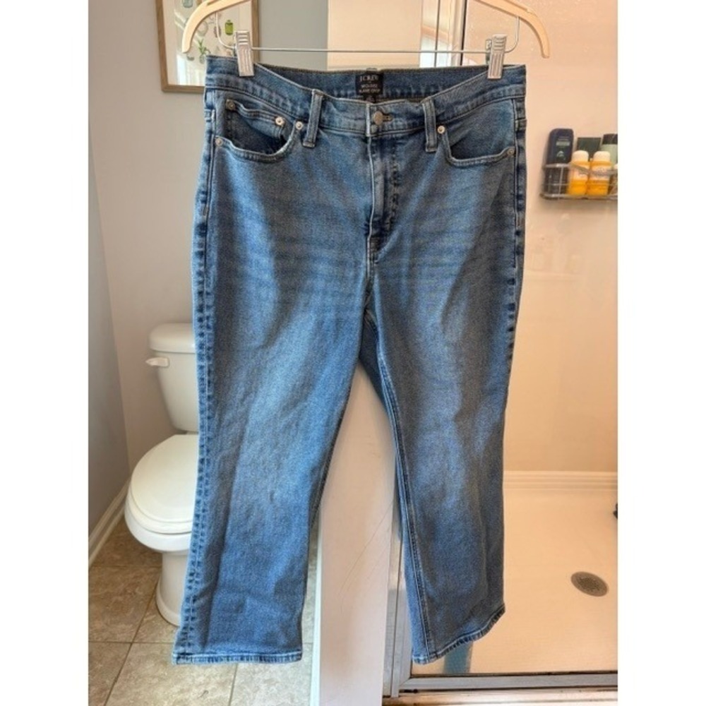 J.Crew Mid Rise Flare Crop Jeans Women's Size 31 Medium Wash Stretch Denim